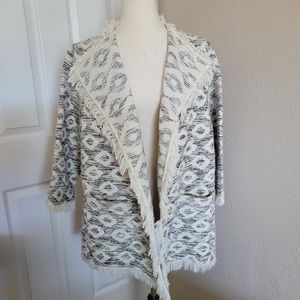 Woven Blanket Wrap Boho Fringe Jacket Size S/M